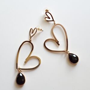 Double Heart Dangle Earrings